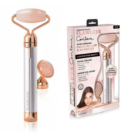 Finishing Touch Flawless Contour Rouleau et Masseur Facial Vibrant, Quartz Rose