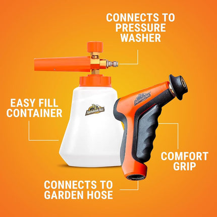 Armor All 2-in-1 Foam Cannon Kit, Car Cleaning Kit Connects to Power Washers and Garden Hoses for Vehicle Cleaning, Includes Foam Cannon, Foam Applicator and Ergonomic Adaptor, 3 Count
