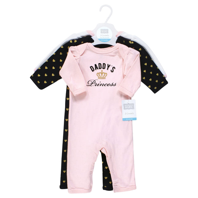 Hudson Baby baby-girls Cotton Coveralls, Daddys Princess, 18-24 Months