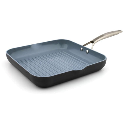 GreenPan Paris Pro Cerámica antiadherente saludable anodizada, plancha cuadrada de 11", sin PFAS, apta para lavavajillas, gris