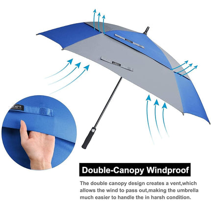 G4Free Extra Large Golf Umbrella 62/68 inch Vented Square Umbrella Windproof Auto Open Double Canopy Oversized Stick Umbrella