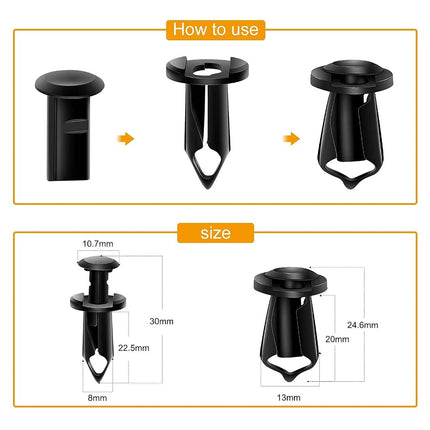 GOOACC GRC-70 35PCS Engine Under Cover Splash Shield Guard Body Bolts Bumper Fender Liner Push Retainer Fastener Rivet Clips, black