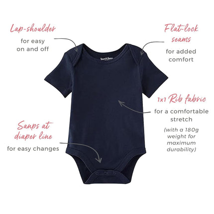 Burt's Bees Baby Bodysuits, 3-Pack Long & Short-Sleeve One-Piece, 100% Organic Cotton, Ash, 0-3 Months