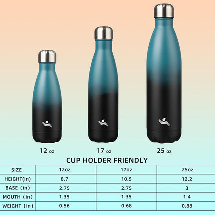 Konokyo Insulated Water Bottles,17oz Double Wall Stainless Steel Vacumm Metal Flask for Sports Travel,Indigo Black