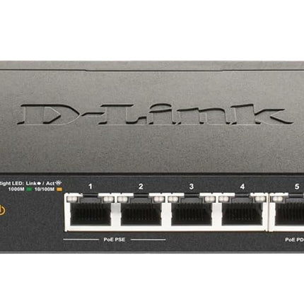 D-Link DGS-1100-05PDV2 - 5-Port Gigabit Smart Managed Switch with VLAN support, layer 2 features, QoS, 802.3az EEE, Fanless