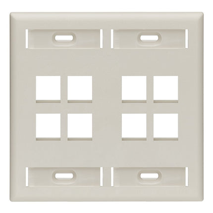 Leviton 42080-8TP 8-Port Dual Gang QuickPort Wallplate with ID Windows, Light Almond
