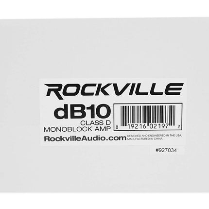 Rockville dB10 800W Mono 4-Ohm Car Amplifier, High-Speed MOSFET, Adjustable 12dB Crossover, LED, Remote Sub Control, Perfect for Car Audio and Subs