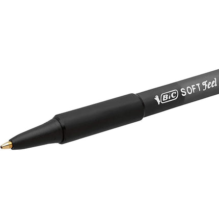 BIC Soft Feel Retractable Ball Point Pen, Fine Point, Black Ink (24-Count, Black, Fine Point)