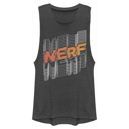 Hasbro Women's Nerf Stacked Repeating T-Shirt, Charcoal, Small