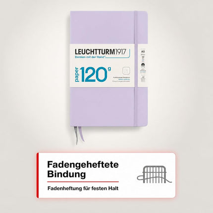 Notebook Hardcover Medium (A5), 120g Edition, Dotted, 203 pages, Lilac