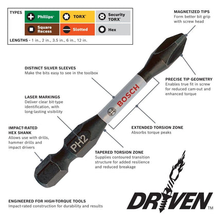 BOSCH SDMSD45 Juego de 45 piezas de destornilladores de impacto con estuche personalizado