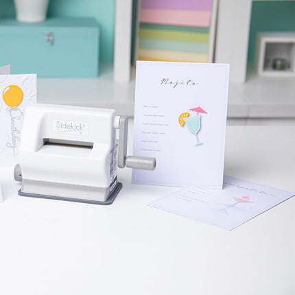 Sizzix Portable Sidekick Manual Die Cutting & Embossing Starter Kit for Paper Crafting, Card Making & Scrapbooking - White & Grey