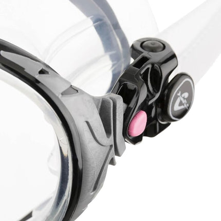 Cressi Big Eyes Evolution Snorkel Mask - Adult Snorkel Set & Quick-Adjust Buckles - Silicone Skirt & Scuba Ready - Low-Volume Scuba Mask - Clear/Black/Pink - One Size
