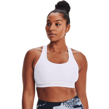 Under Armour Women UA Crossback Mid Bra, comfortable and long-wearing sports bra for women, running bra with removable cups