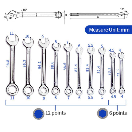 SPEEDWOX Ignition Wrench Set SAE Metric Small Open and Box Wrenches Mini Spanner Set Combination Wrench Set with Portable Storage Pouches