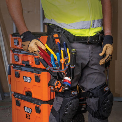 Klein Tools 55832MB Bolsa para herramientas MODbox, 8 bolsillos, bolsa para electricista, se acopla y desacopla rápidamente de los cinturones de herramientas y el sistema de riel MODbox