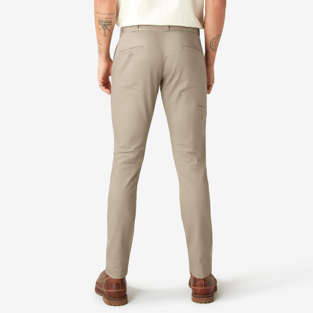 Dickies Men's Skinny Straight Double Knee Work Pants - Durable, Slim Fit, Industrial Uniform & Workwear, Desert Sand V1, 31W x 32L