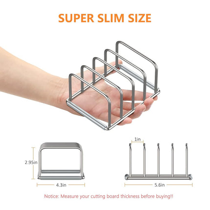 KORRTFID Cutting Board Holder, 2PSC Cutting Board Organizer Rack, 304 Stainless Steel Cookie Sheet Baking Pan and Tray Organizer for Kitchen Cabinet and Pantry Storage (1.0 Inch Width Slots)