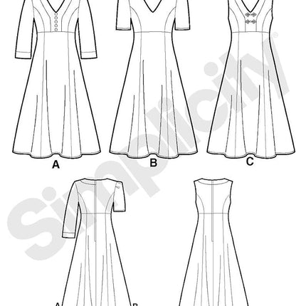 Simplicity AA 10-18 (UK) /36-44 (EU) Sewing Pattern 2247 Misses and Plus Amazing Fit Dresses,White