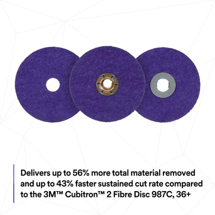 3M™ Cubitron™ 3 Fibre Disc 1187C, 60+, 4-1/2 in x 7/8 in, Die 450E, 25/Bag