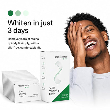 Opalescence Teeth Whitening Strips (12 Treatments) Hydrogen Peroxide Formula – Enamel Safe – Comfortable Slip Free - Teeth Bleaching - Sensitivity Free - Plus Toothbrush 6050-1T