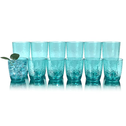Yanglonghui 26-Ounce Plastic Tumblers (Set of 6), Reusable Plastic Mugs, BPA-Free Acrylic to Drink Mugs, Shatter Resistant, Textured Interior, Dishwasher Safe (Cyan, 15 Ounce)