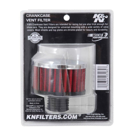 K&N Vent Air Filter/ Breather: High Performance, Premium, Washable, Replacement Engine Filter: Flange Diameter: 0.5 In, Filter Height: 1.75 In, Flange Length: 0.9375 In, Shape: Breather, 62-1495