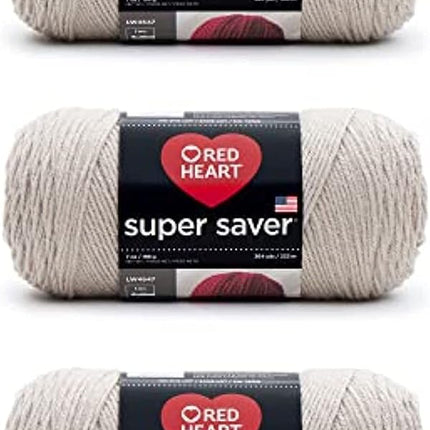 Red Heart Super Saver Pack of 3 - Oatmeal - 7oz/198g - Acrylic - 4 Medium (Worsted) - 364 Yards - Knitting, Crocheting, Crafts & Amigurumi
