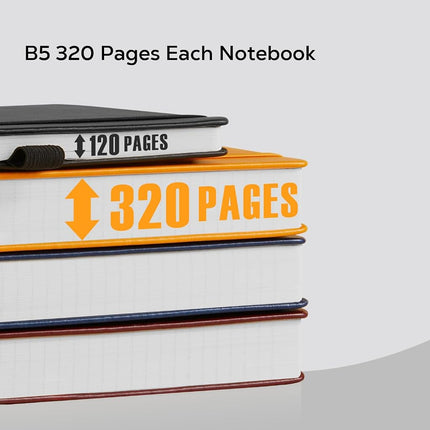 Journal Notebooks College Ruled, Thick Notebook Journal with 100GSM Paper, B5 Large Lined Notebook Journal for Women & Men, 7.1'' X 10'', 320 Pages, Black Leather Notebook