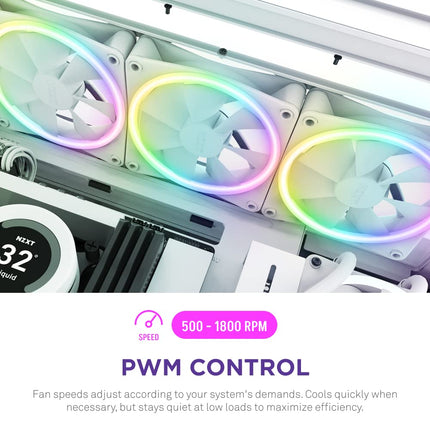 NZXT F120 RGB Duo - 120mm Dual-Sided RGB PC Case Fan - White