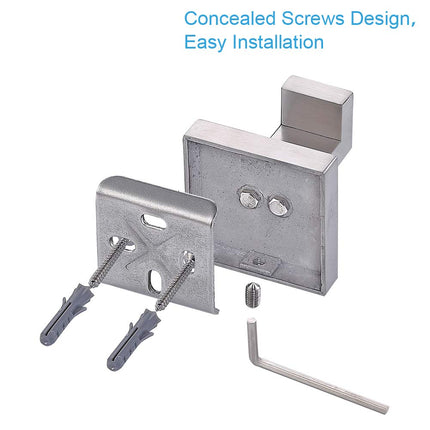 TASTOS Bath Towel Hooks Brushed Nickel, 2 Pack Stainless Steel Robe Coat and Clothes Hook, Heavy Duty Wall Hook for Bathroom & Kitchen, Modern Square Style Wall Mounted (Silver)