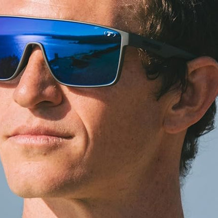 Tifosi Sanctum Sunglasses, Ideal For Cycling, Golf, Hiking, Running, Tennis & Pickleball, Lifestyle (Matte Gunmetal, Cobalt Blue Mirror, Smoke)