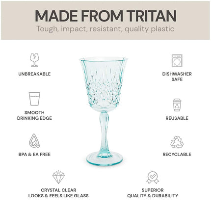 Myrtle Beach Wine Glass Shatterproof Tritan Drinking Glasses, 10oz, Set of 4 - Unique Plastic Glasses - Unbreakable Glassware for Indoor and Outdoor Use - Reusable Drinkware.