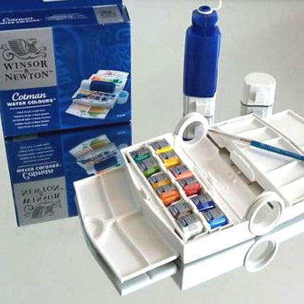 Winsor & Newton 95437 Cotman Watercolour Set-12, 12 x Half Pan Field Plus Set
