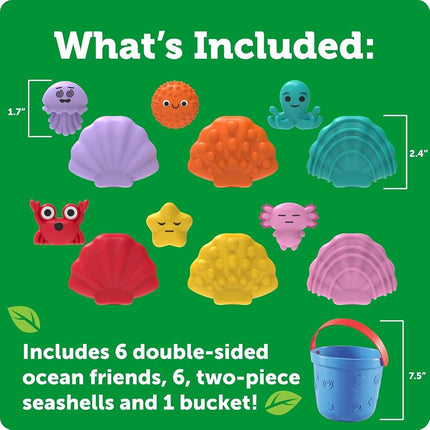 Learning Resources Ocean Emotion Seashells, Social Emotional Learning Activities, Sensory Calming Toys, Sorting and Stacking Toys, Ages 18 months+, 19 Pieces