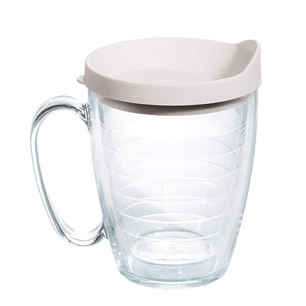 Tervis Clear & Colorful Lidded Made in USA Double Walled Insulated Tumbler Travel Cup Keeps Drinks Cold & Hot, 16oz Mug, White Lid
