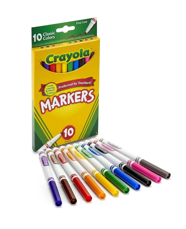 Crayola 58-7726 Classic Fine Line Markers Assorted Colors 10 Count, 2 Pack