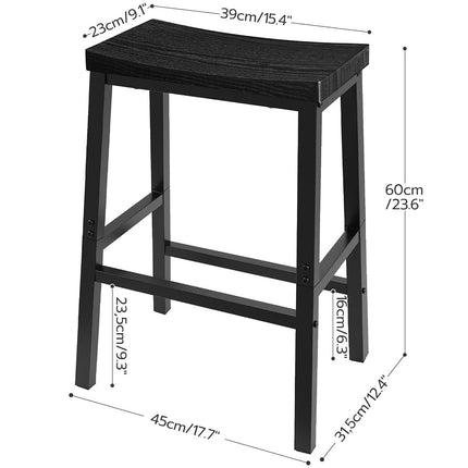 HOOBRO Bar Stools, Set of 2 Bar Chairs, Saddle Stools, Kitchen Counter Stools with Footrests, Industrial Stools for Dining Room, Kitchen, Counter, Bar, Black BB02MD01