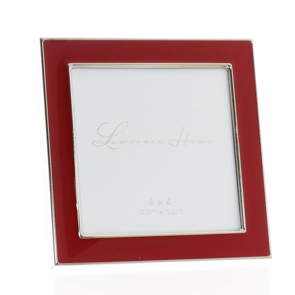 4x4 Silver Metal and Red Enamel Picture Frame