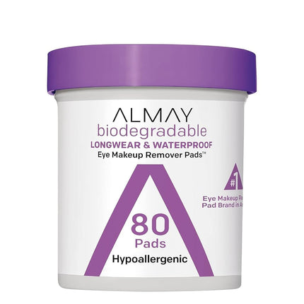 Almay Almohadillas desmaquilladoras de ojos, larga duración y resistentes al agua, 80 unidades (paquete de 4)