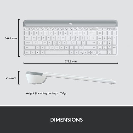 Combo de teclado y ratón inalámbricos delgados Logitech MK470 - Diseño compacto y moderno, ultra silencioso, receptor USB de 2,4 GHz, conectividad Plug and Play, compatible con Windows - Blanco roto