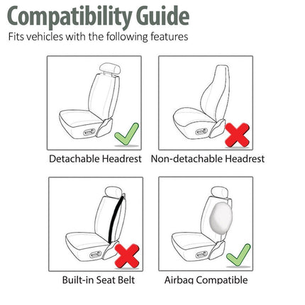 FH Group Automotive Seat Cushions Black Red Trim Universal Fit Ultra Comfort Leatherette Front Set fits most Cars, SUVs, and Trucks, Airbag Compatible PU205BLACKREDTRIM102