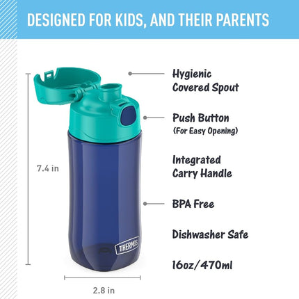 Bouteille d'hydratation en plastique THERMOS FUNTAINER 16 oz avec bec verseur, bleu marine
