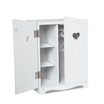Melissa & Doug Mine to Love Wooden Play Armoire Closet for Dolls, Stuffed Animals - White (17.3" H X 12.4" W x 8.5" D Assembled)