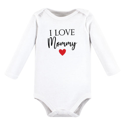 Hudson Baby unisex-baby Cotton Long-sleeve Bodysuits, Girl Mommy Red Black, 6-9 Months