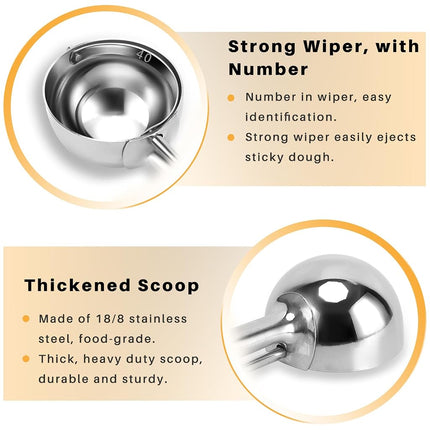 Cookie Scoop Set, Ice Cream Scoop Set, Selected 18/8 Stainless Steel Set of 3