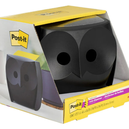 Post-it Owl Note Dispenser, Includes 1 Pad of Post-it 3 in X 3 in Super Sticky Dispenser Pop-up Notes, 45 Sheets, OWL-330-BK