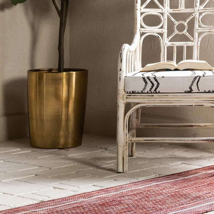 Unique Loom Outdoor Border Collection Area Rug - Soft Border (Runner 2' 0" x 8' 0", Rust Red/Ivory)
