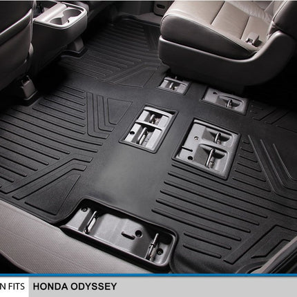 Juego de alfombrillas MAXLINER de 3 filas y revestimiento de carga negro para Honda Odyssey 2011-2017