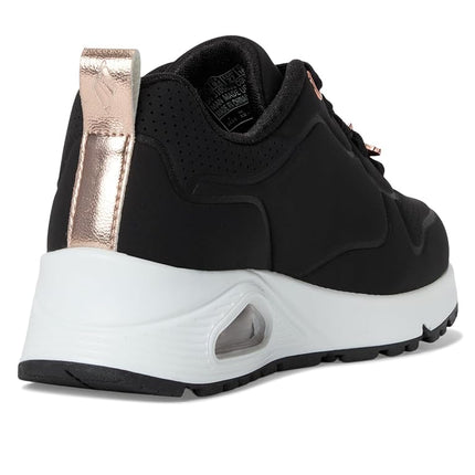 Skechers Girl's UNO GEN1 Trendy Jewels Trainers, Black Synthetic/Rose Gold Trim, 10.5 UK Child